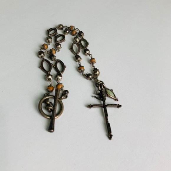 Lucky Brand cross and charms beaded necklace - Picture 2 of 8